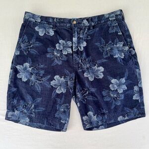 Ralph Lauren Polo Men Navy Hibiscus Floral Hawaii Pony Logo Shorts Size 36